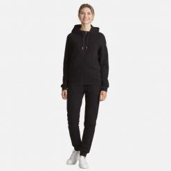 Rossignol T-Shirt & Tops Women's Full-Zip Hooded Logo Sweatshirt BLACK