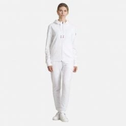 Rossignol T-Shirt & Tops Women's Full-Zip Hooded Logo Fleece Sweatshirt WHITE